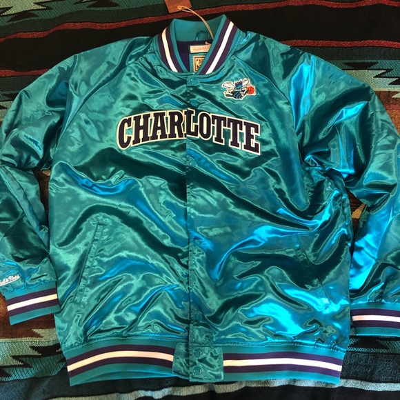 Charlotte Hornets Starter Slider Satin Full-Snap Varsity Jacket - Teal